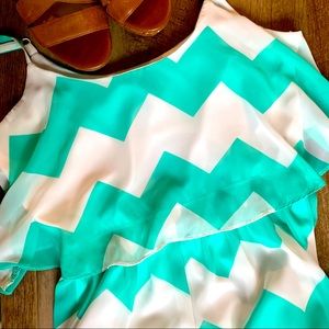 Mint and white chevron boutique maxi dress